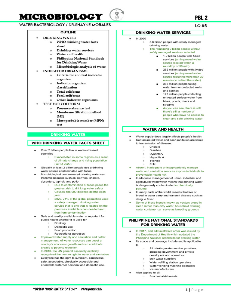 Water Bacteriology and Health Standards | PDF | Drinking Water ...
