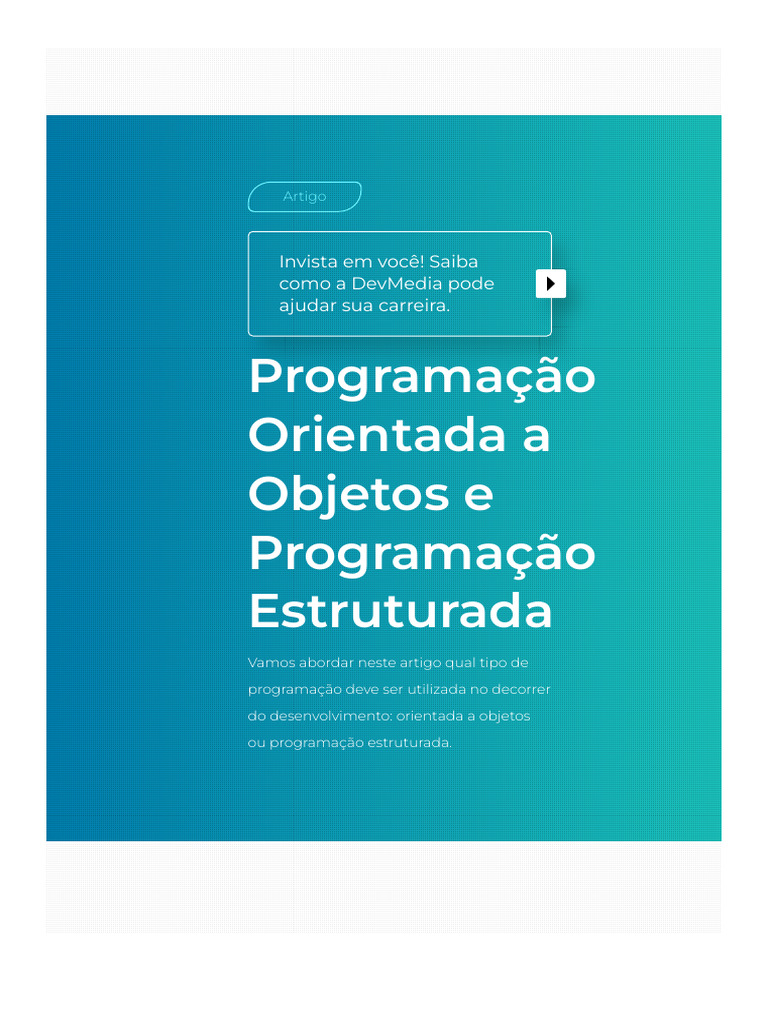 Programação Estruturada vs. Orientada a Objetos | PDF | Classe ...