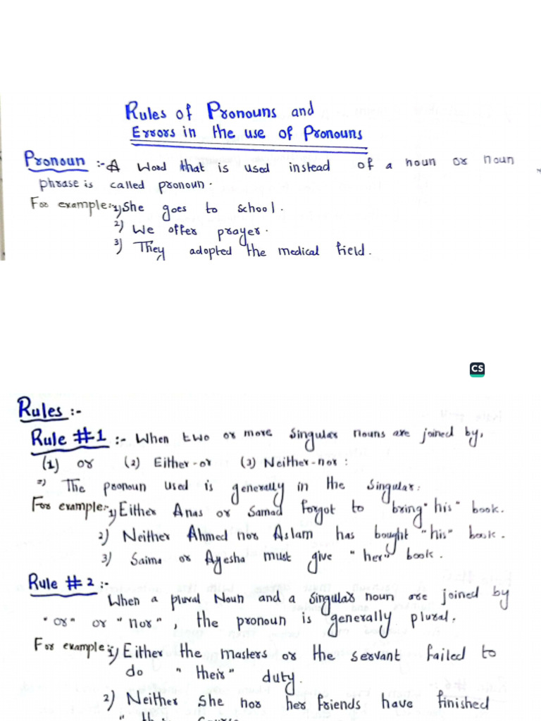 Pronoun Sentence Correction Rules | PDF