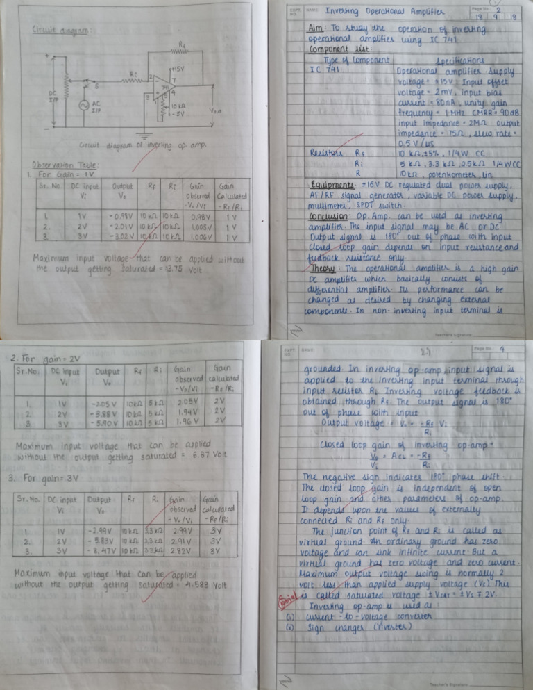 Inverting Op-Amp Gain Analysis | PDF | Operational Amplifier | Amplifier