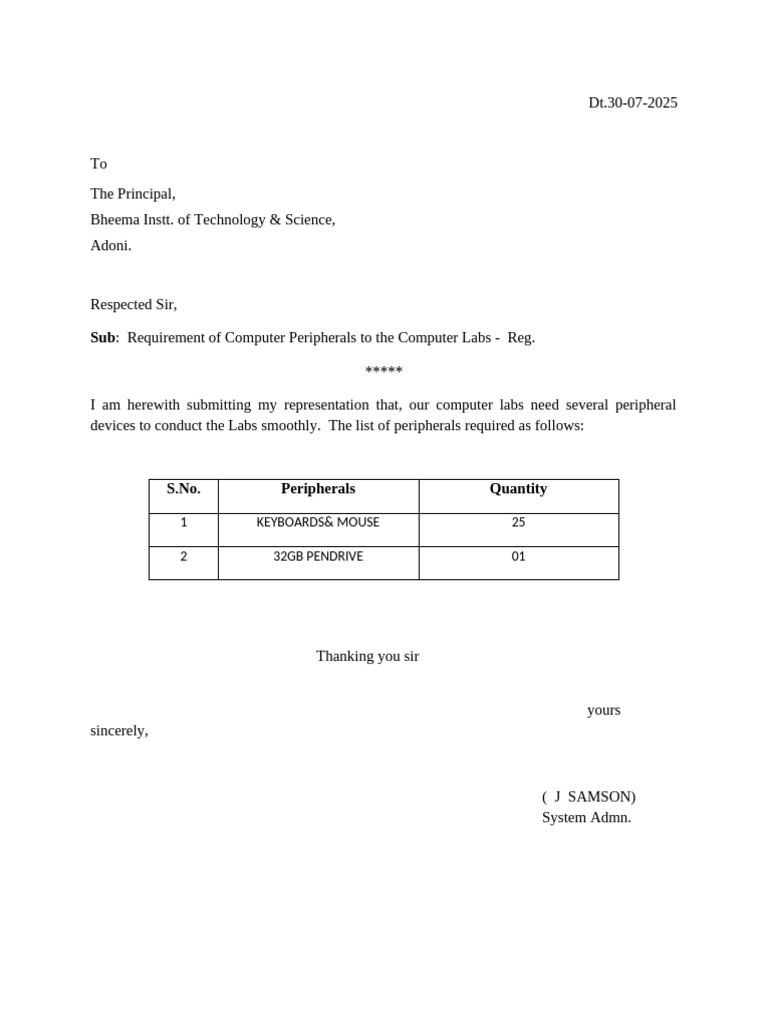 Computer Lab Peripheral Requirements | PDF