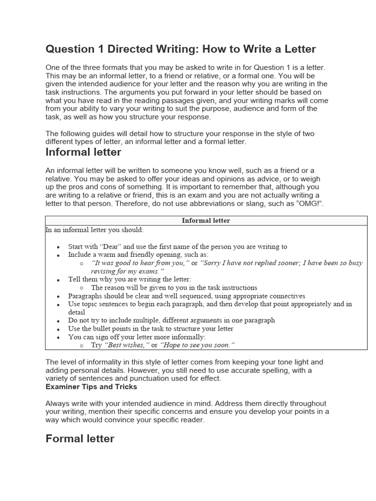 Guide to Writing Informal and Formal Letters | PDF | Multilingualism ...