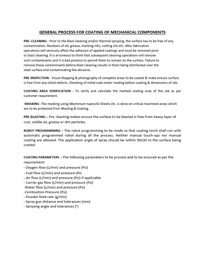Coating Procedure for Mechanical Parts | PDF | Applied And ...