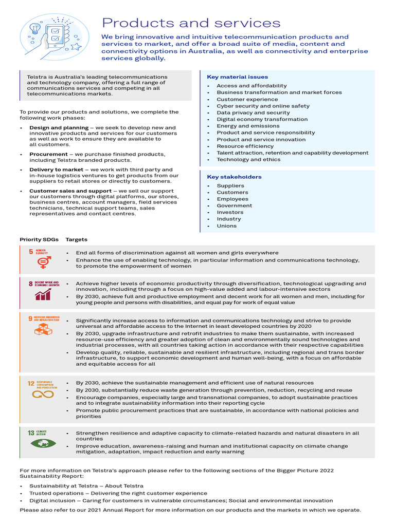 Telstra Products and Procurement Overview | PDF | Sustainability ...