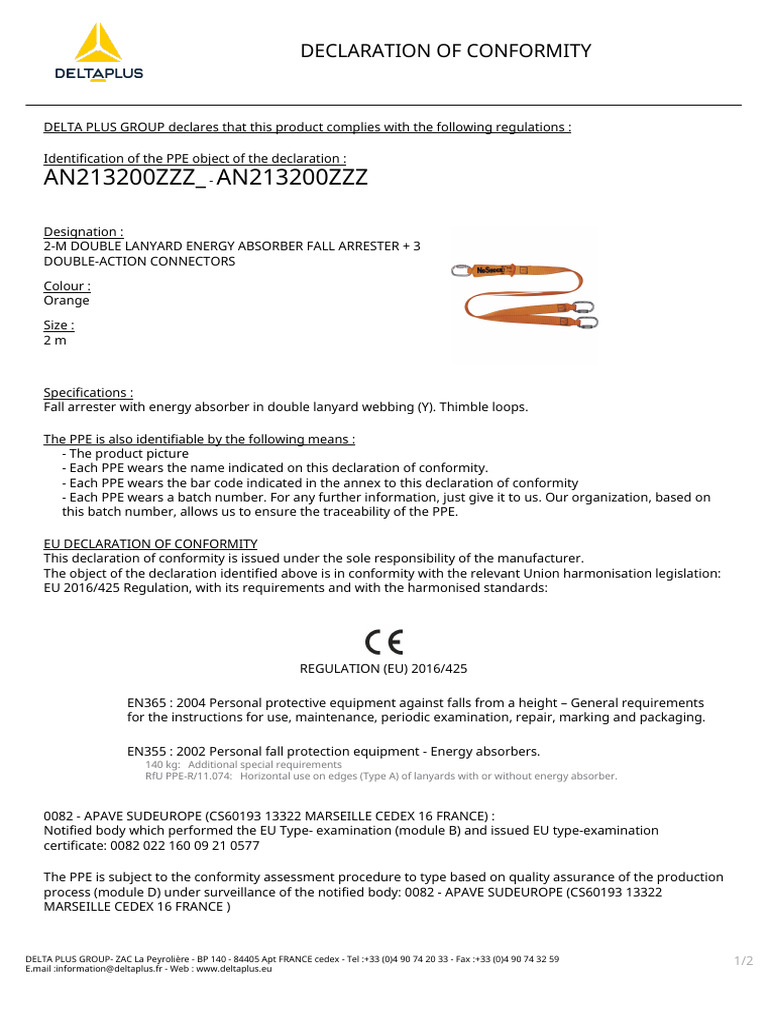 Delta Conformity Declaration An213200zzz Set2070272873 | PDF | Personal ...