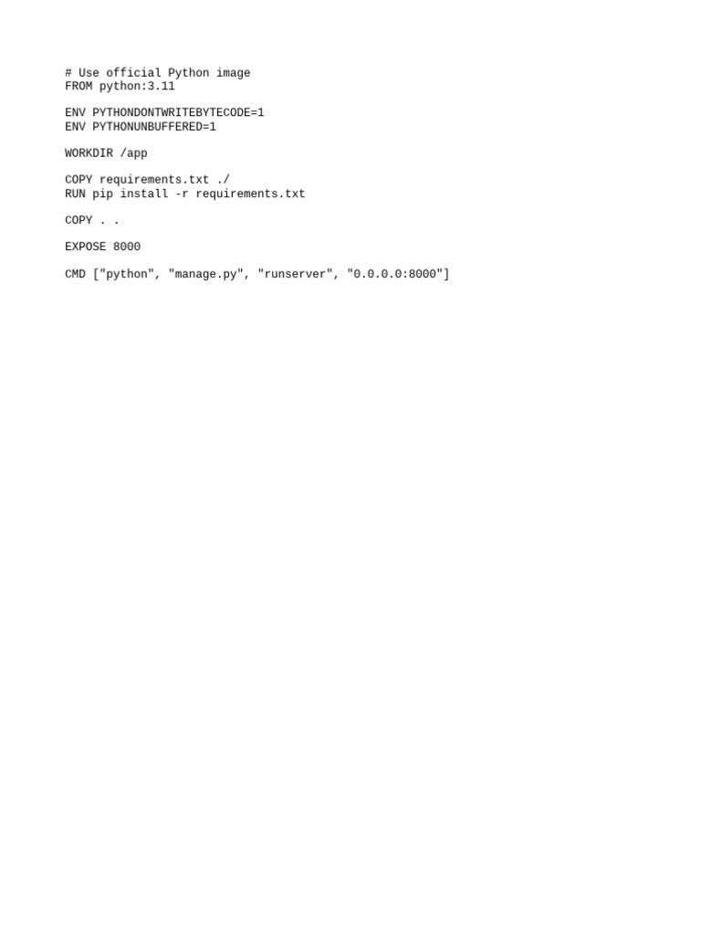 Python Dockerfile for Web App Setup | PDF