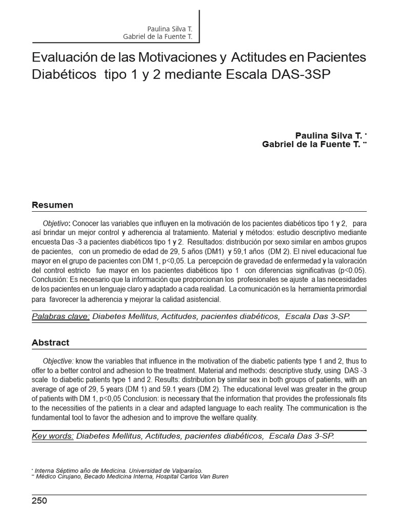 Evaluación de Las Motivaciones y Actitudes en Pacientes Diabéticos Tipo ...