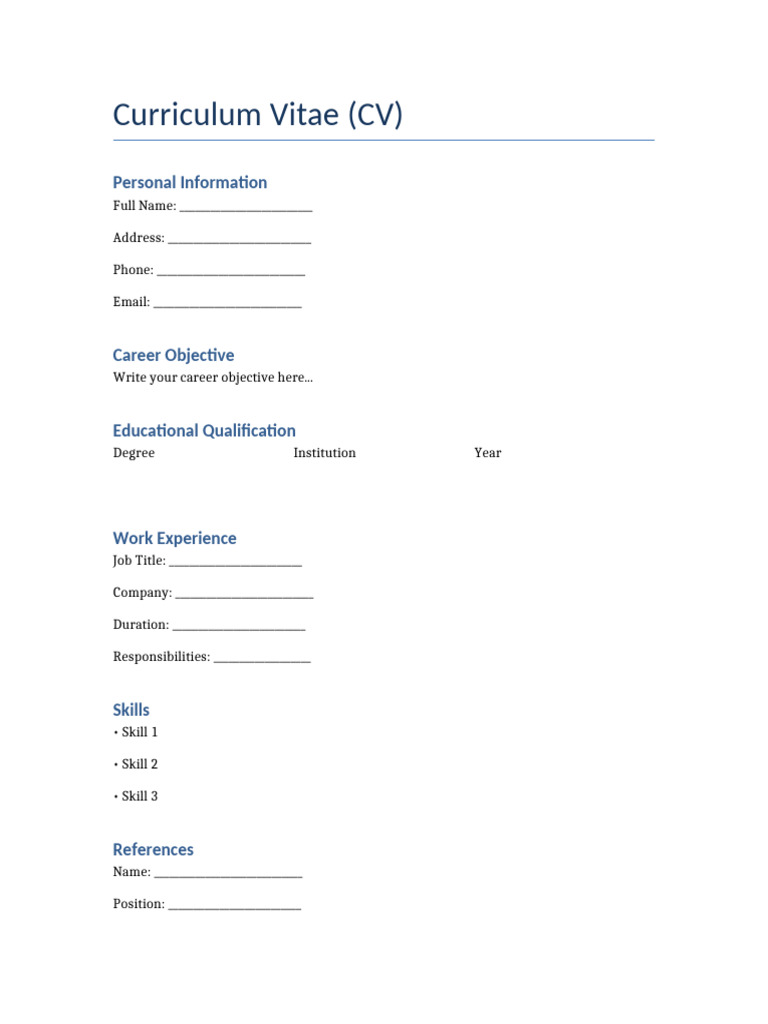 Professional CV Template | PDF