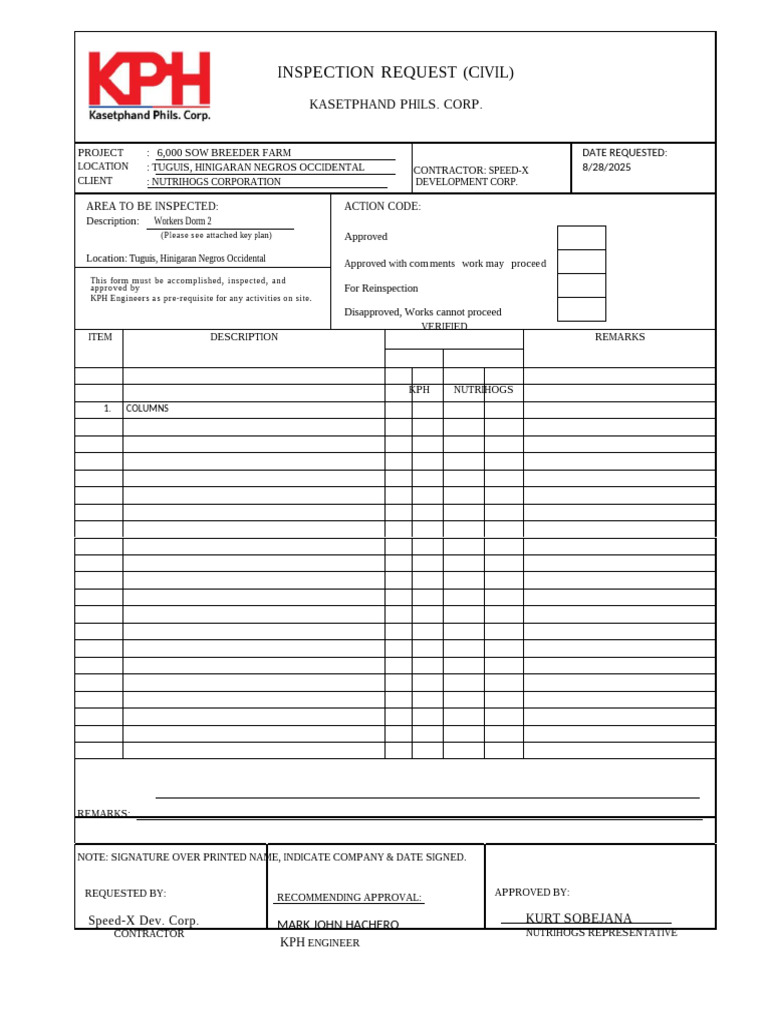 Civil Inspection Request for Breeder Farm | PDF