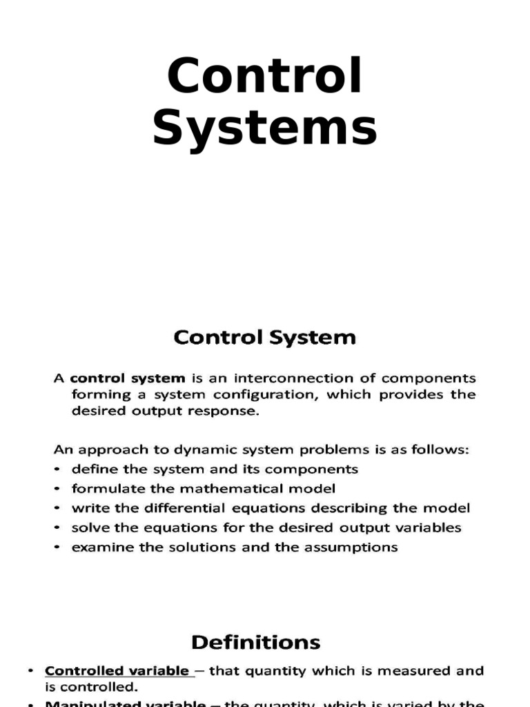 Control Systems Overview and Models | PDF | Applied Mathematics | Physics
