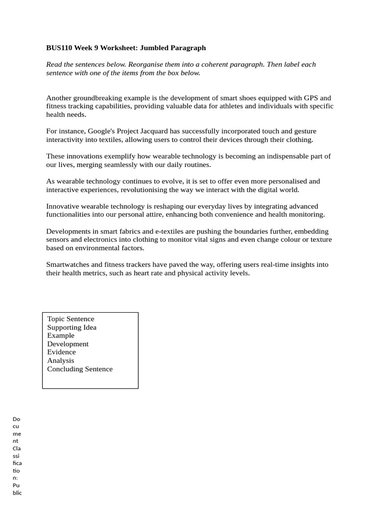 BUS110 Week 9 Jumbled Paragraph | PDF