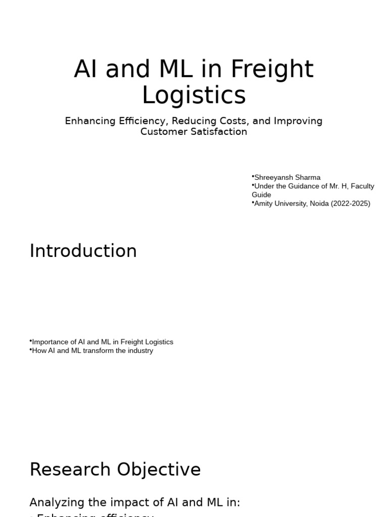 AI & ML Transforming Freight Logistics | PDF