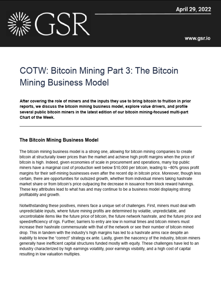 Bitcoin Mining Part 3 The Bitcoin Mining Business Model | PDF |  Depreciation | Bitcoin