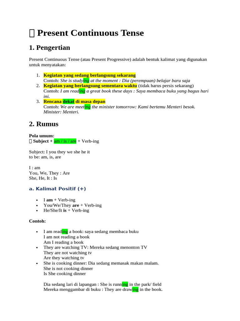 Present Continuous Tense Explained | PDF | Grammar | Syntax