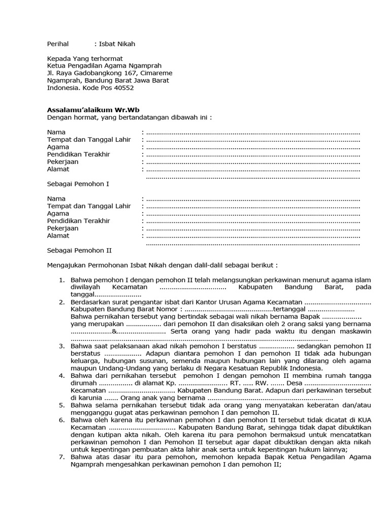 Form Isbat Nikah | PDF