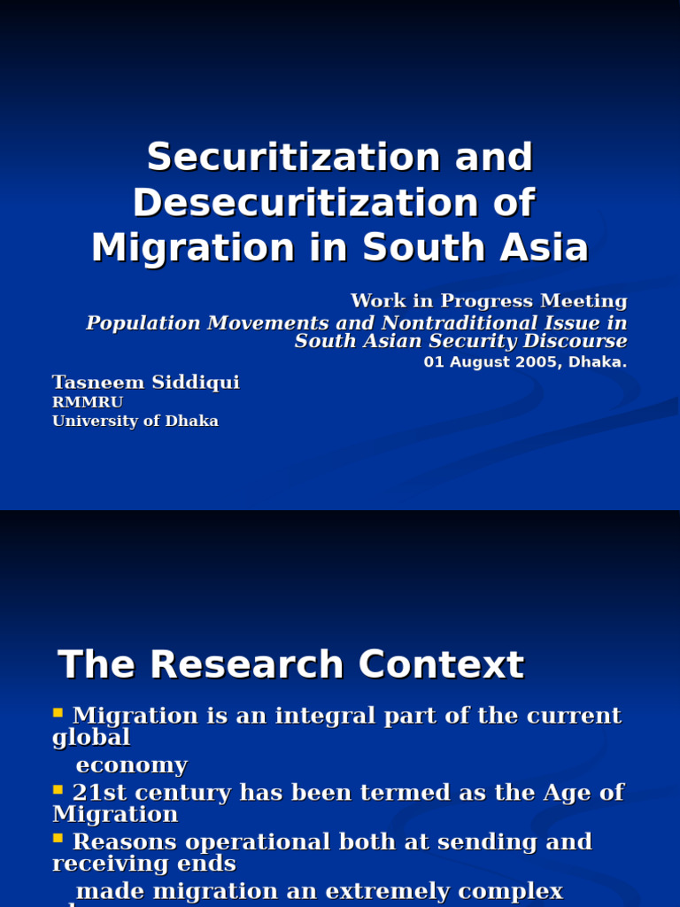 Desecuritizing Migration in South Asia | PDF | Human Migration | South Asia