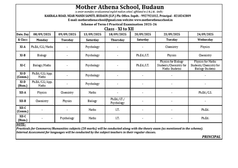 Term-I Practical Exam Schedule 2025-26 | PDF | Qualifications