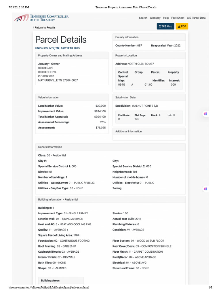 Tennessee Property Assessment Data - Parcel Details 1 | PDF