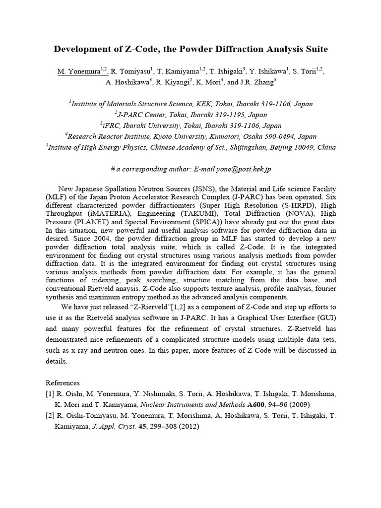 Z-Code: Powder Diffraction Analysis Suite | PDF | X Ray Crystallography ...