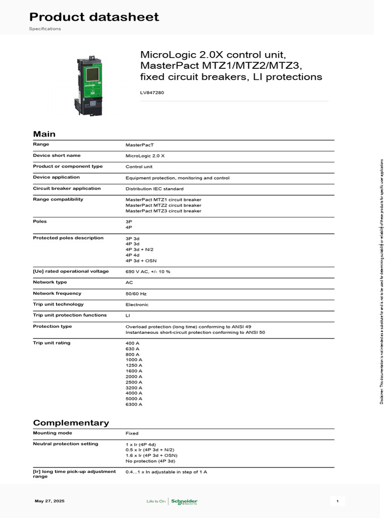 MasterPact MTZ Control Unit Overview | PDF | International ...