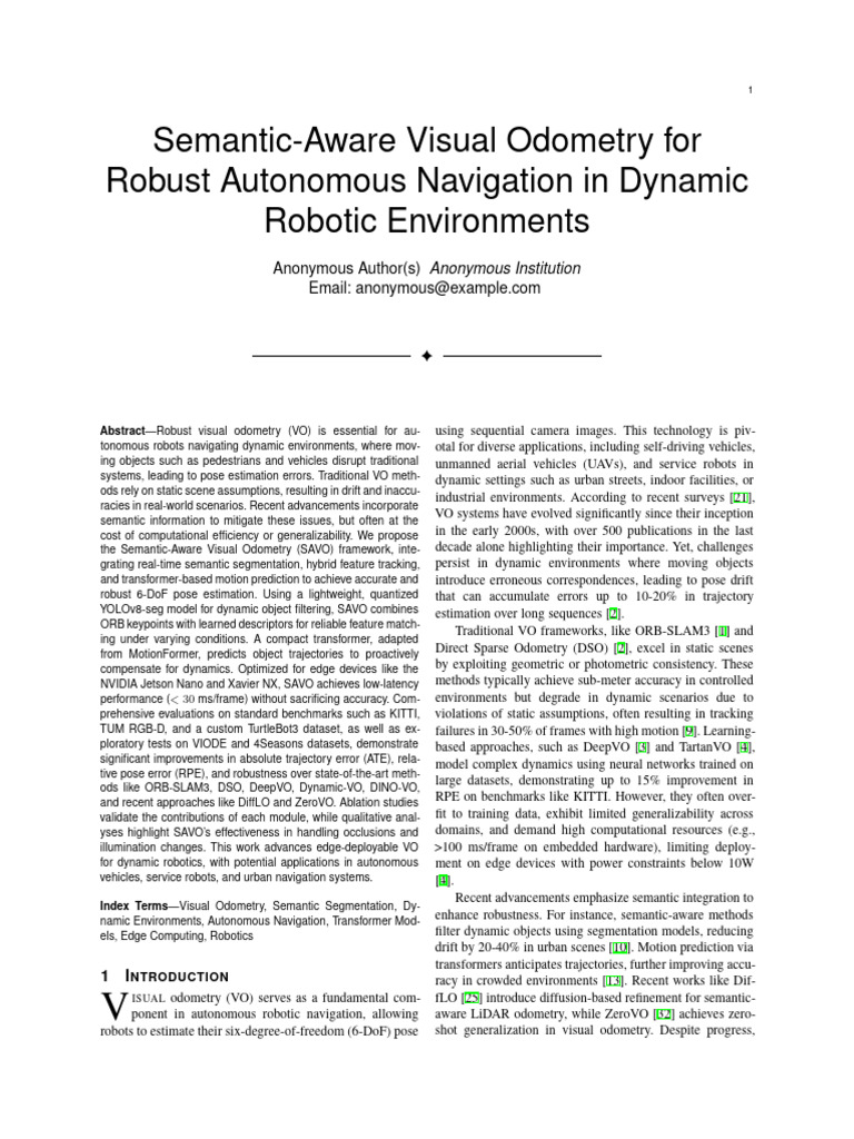 Semantic-Aware Visual Odometry For Robust Autonomous Navigation in ...