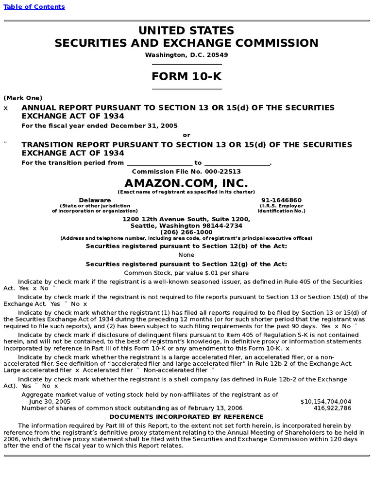 Amazon - Com Inc - 10 K 2006-02-17 | PDF | Form 10 K | Inventory