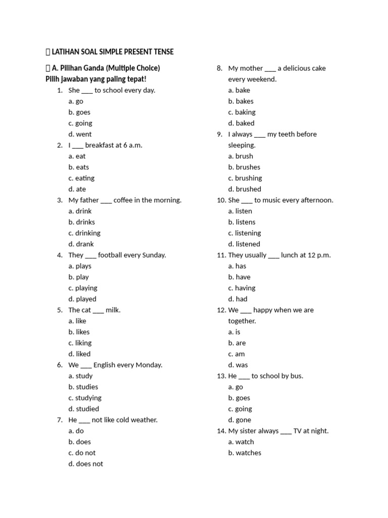 Simple Present Tense Exercises | PDF | Chess | Chess Theory