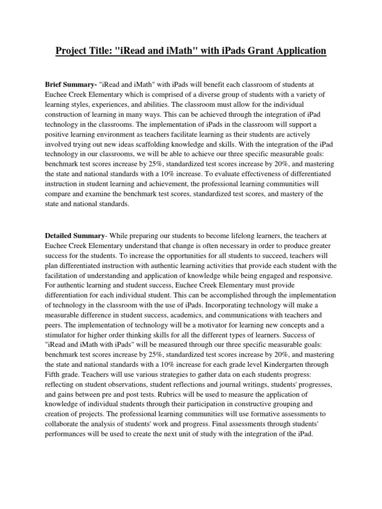 Iread and Imath With Ipads Grant | PDF | Differentiated Instruction ...
