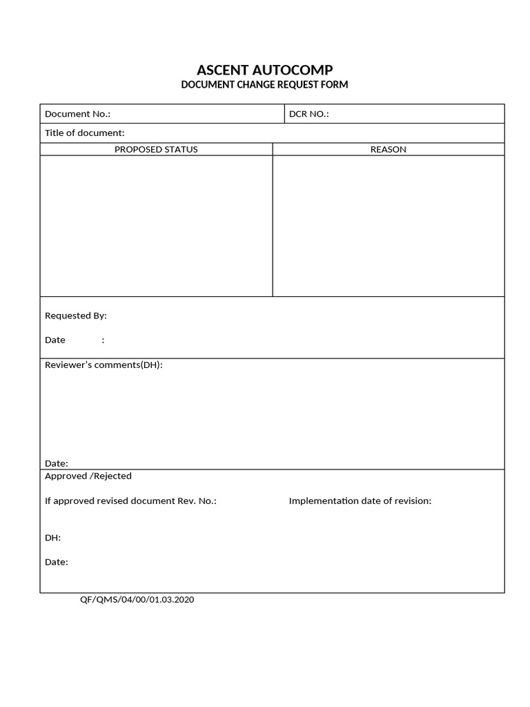Ascent Autocomp Change Request Form | PDF