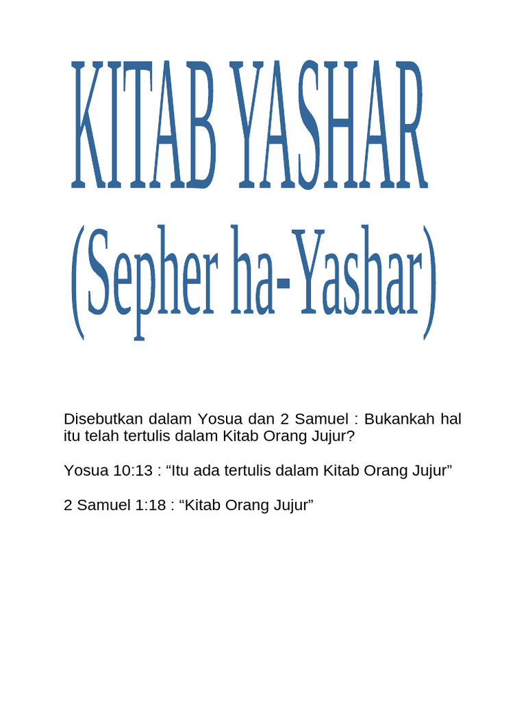 Cover Kitab Yashar | PDF