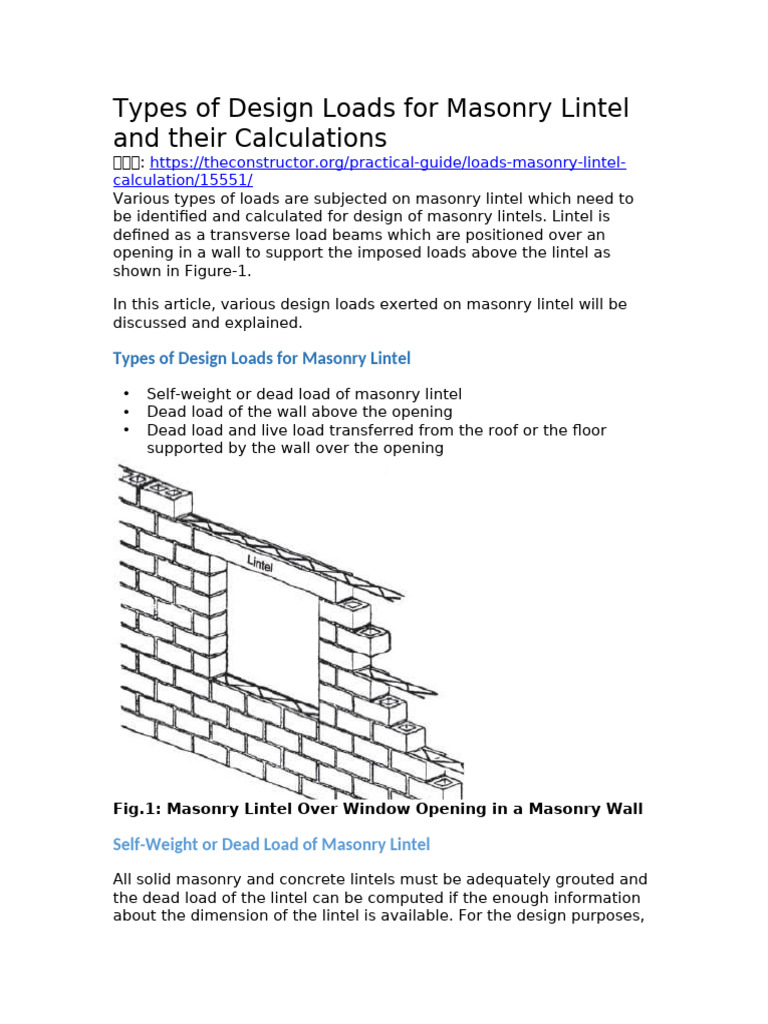 Calculating Loads on Masonry Lintels | PDF | Masonry | Area