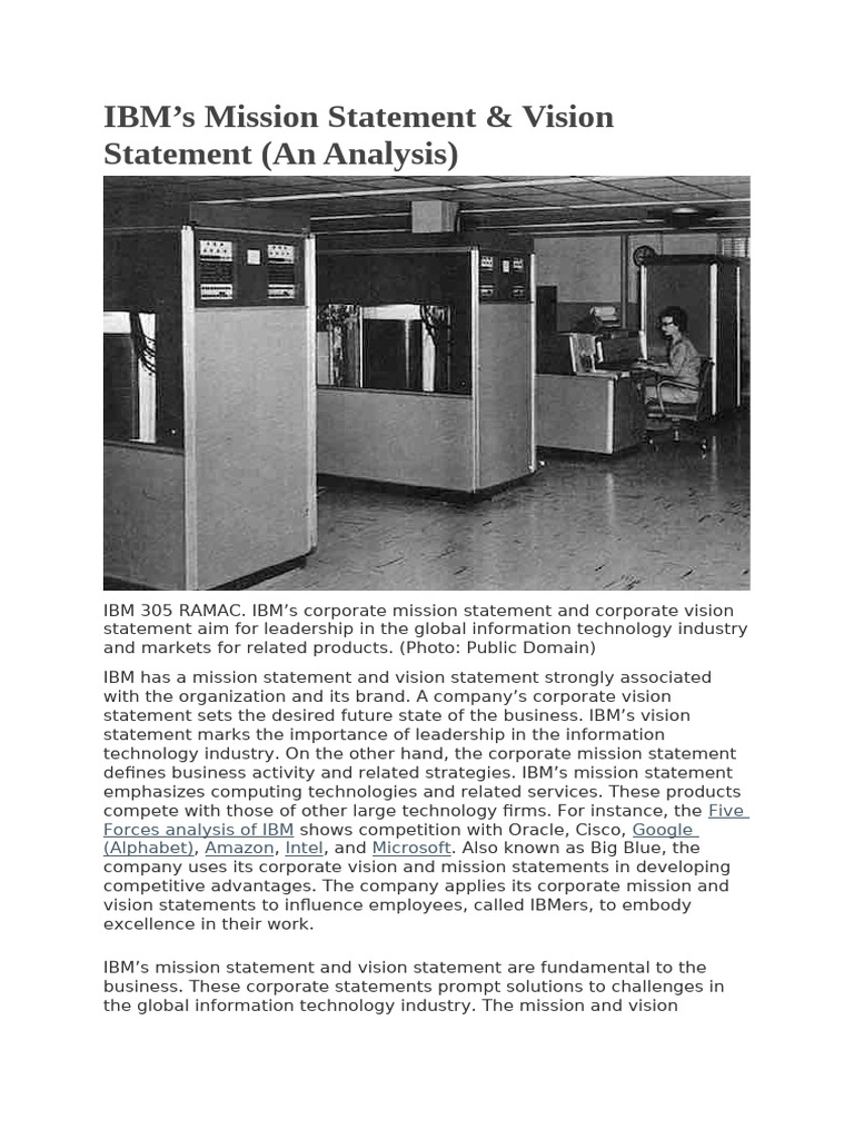IBM's Mission and Vision Statements Analysis | PDF | Ibm | Leadership