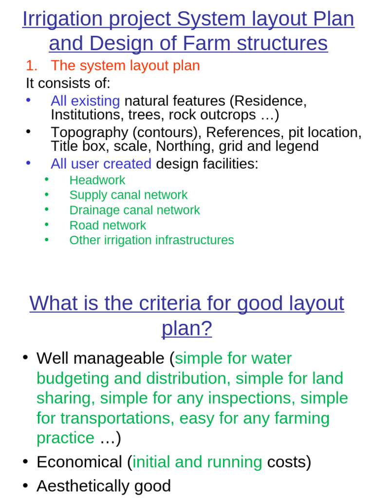Irrigation System Layout and Design Guide | PDF | Irrigation | Canal