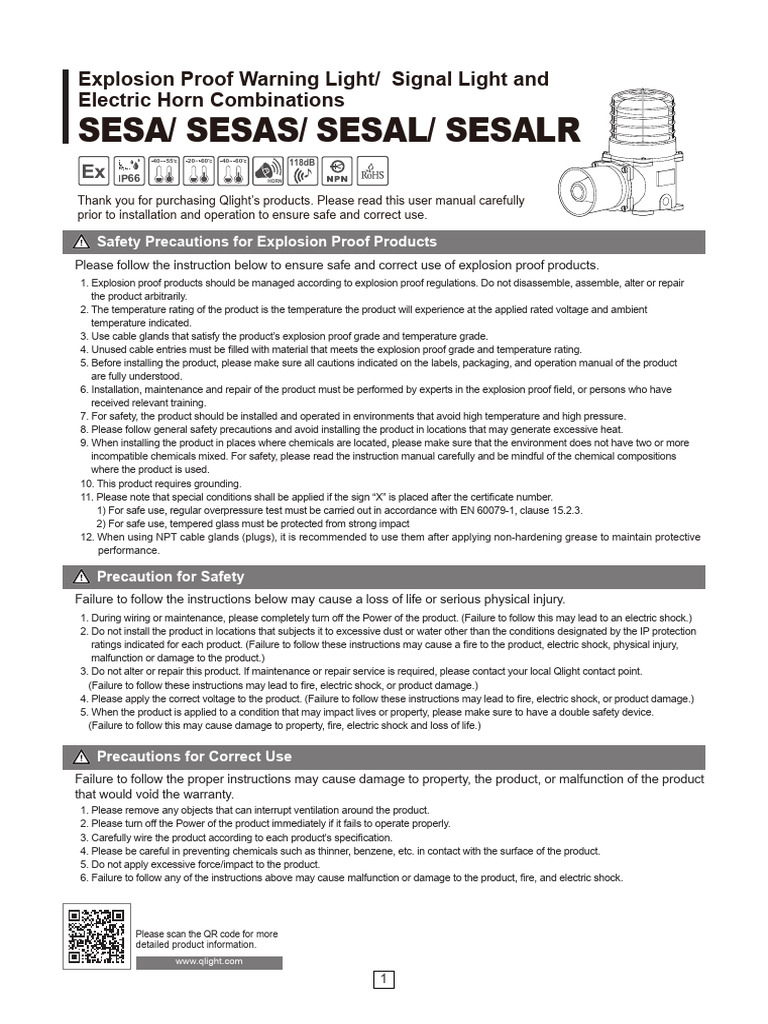 Explosion Proof Light & Horn Safety Guide | PDF | Screw | Electrical ...
