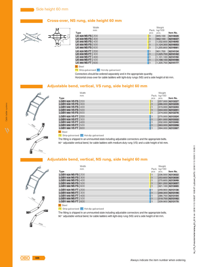 Cable Ladder Components 60mm Height | PDF