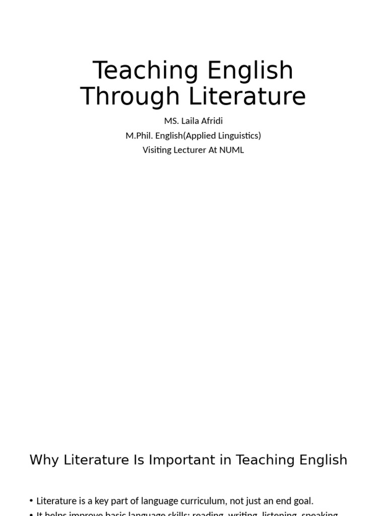 ELTTeaching English Through Literature PPP | PDF | Learning | Reading ...