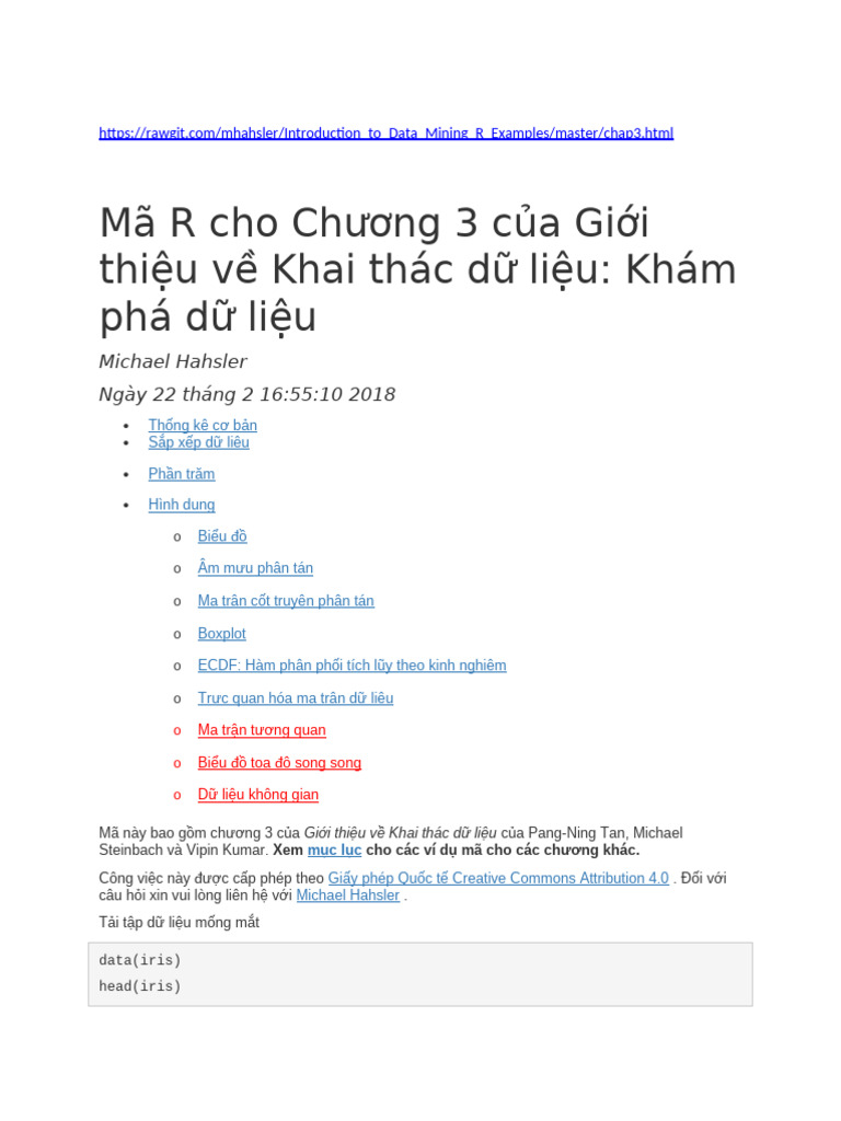 R Code For Chapter 3 of Introduction To Data Mining - Mau - Viet | PDF