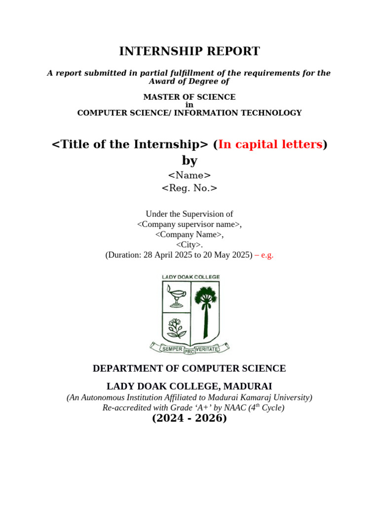 Internship Report for MSc in Computer Science | PDF