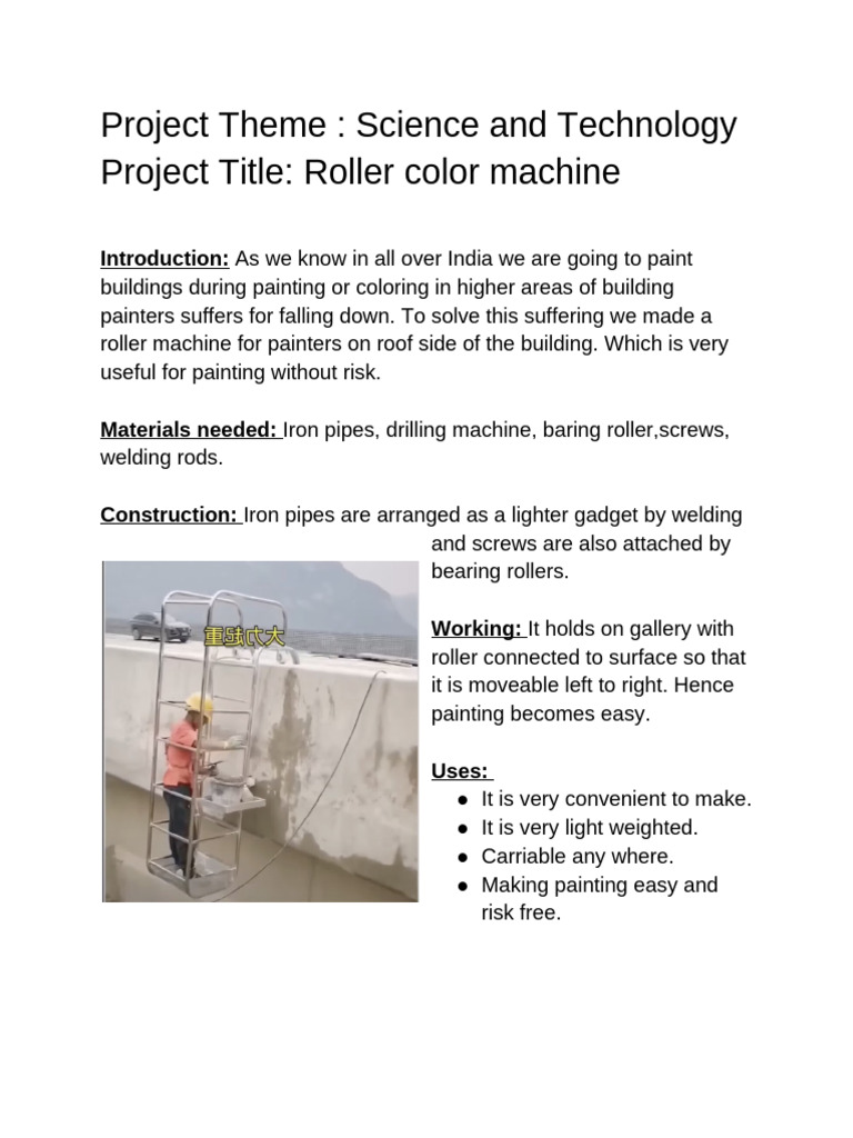 Innovative Roller Color Machine Design | PDF