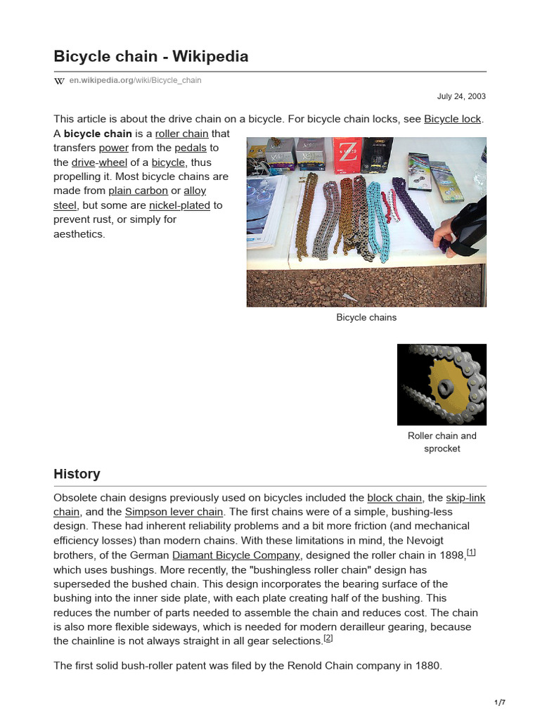 Bicycle Chain Composition and History | PDF | Human Powered Vehicles ...