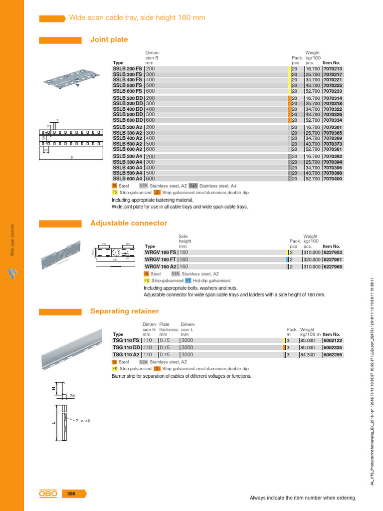 Wide Span Cable Tray Components Guide | PDF | Galvanization | Metals
