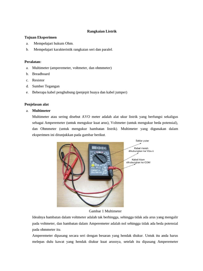 Eksperimen Rangkaian Listrik dan Hukum Ohm | PDF