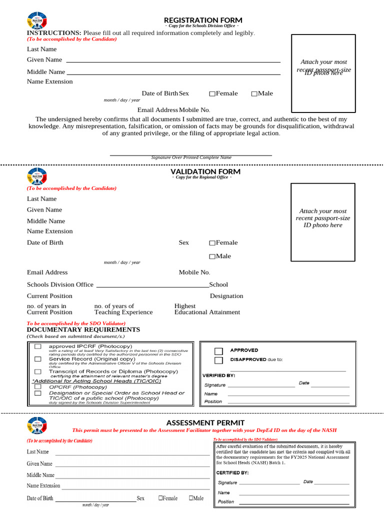 NASH Registration Form Instructions | PDF