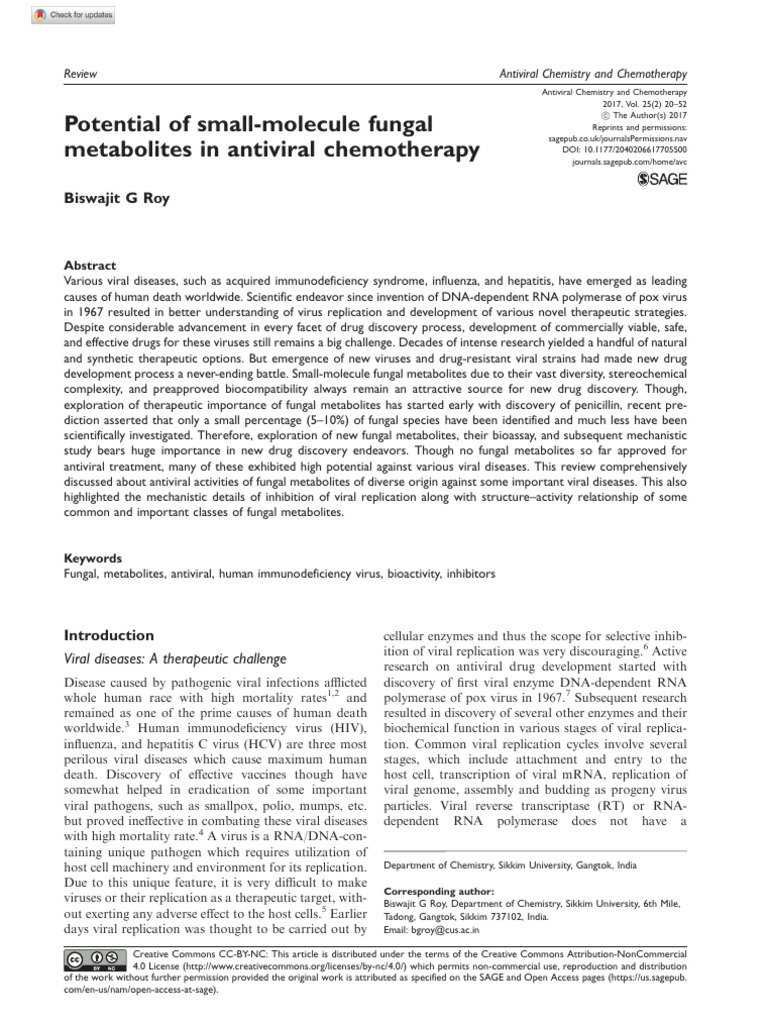 Roy 2017 Potential of Small Molecule Fungal Metabolites in Antiviral ...