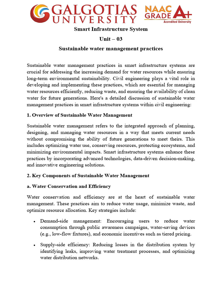 Sustainable Water Management in Infrastructure | PDF | Stormwater ...