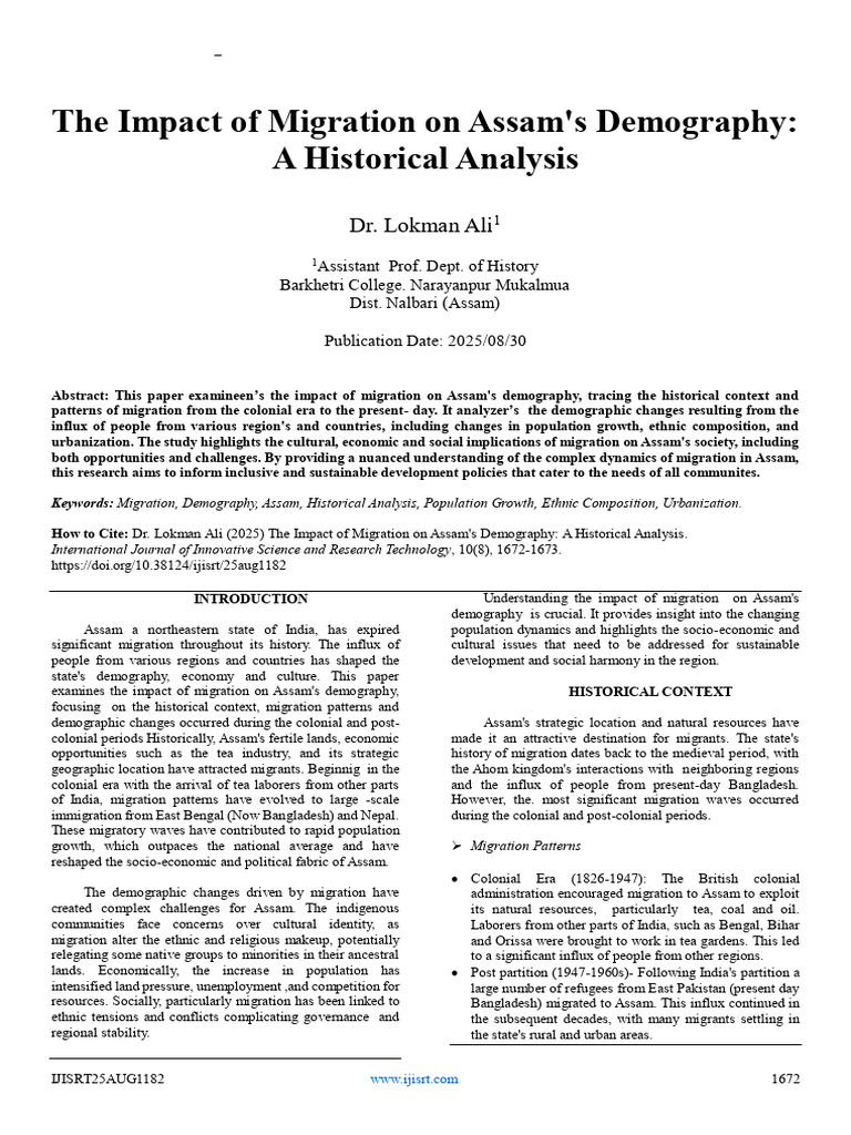 Migration's Impact on Assam's Demography | PDF | Human Migration ...