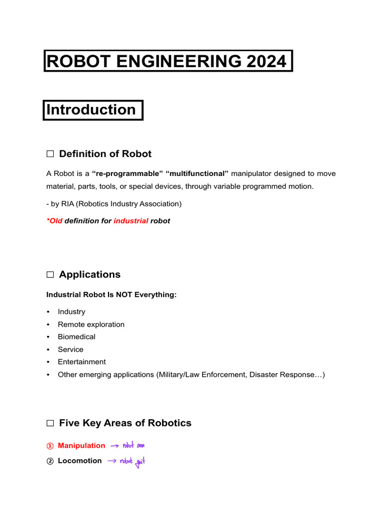 Robot Engineering Course Overview 2024 | PDF | Electric Motor | Gear