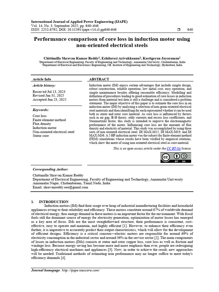 Core Loss Analysis in Induction Motors | PDF | Electric Motor ...