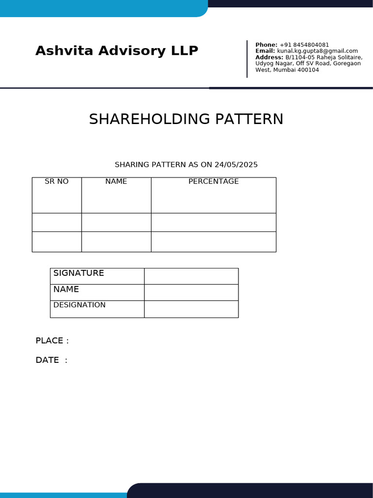 Format of Sharing Holding Pattern | PDF