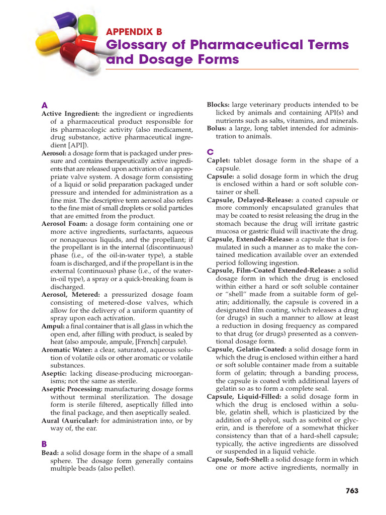 Pharmaceutical Terms and Dosage Forms | PDF | Tablet (Pharmacy ...